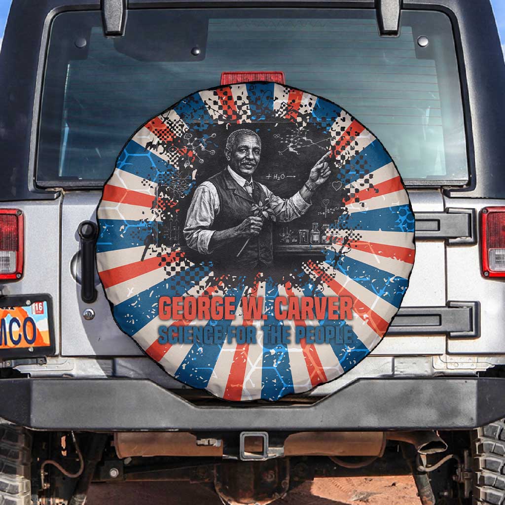 George Washington Carver Spare Tire Cover with Science Teaching Scene, Education Is the Key Quote - Wonder Print Shop