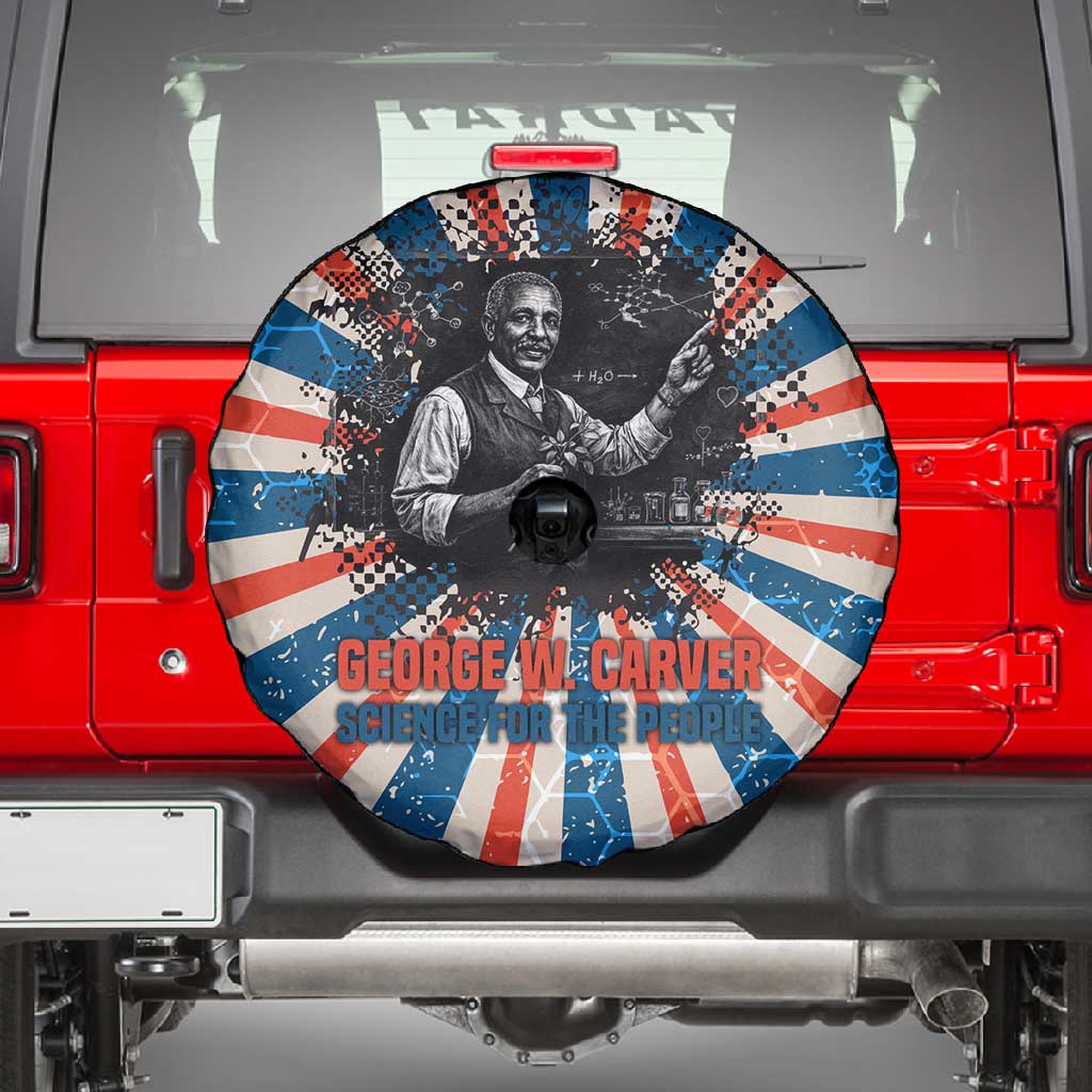George Washington Carver Spare Tire Cover with Science Teaching Scene, Education Is the Key Quote - Wonder Print Shop