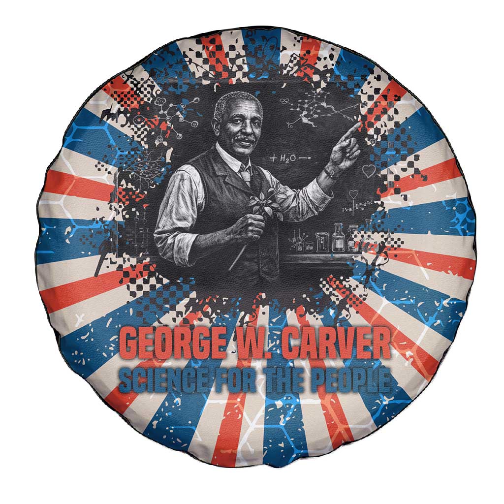 George Washington Carver Spare Tire Cover with Science Teaching Scene, Education Is the Key Quote - Wonder Print Shop