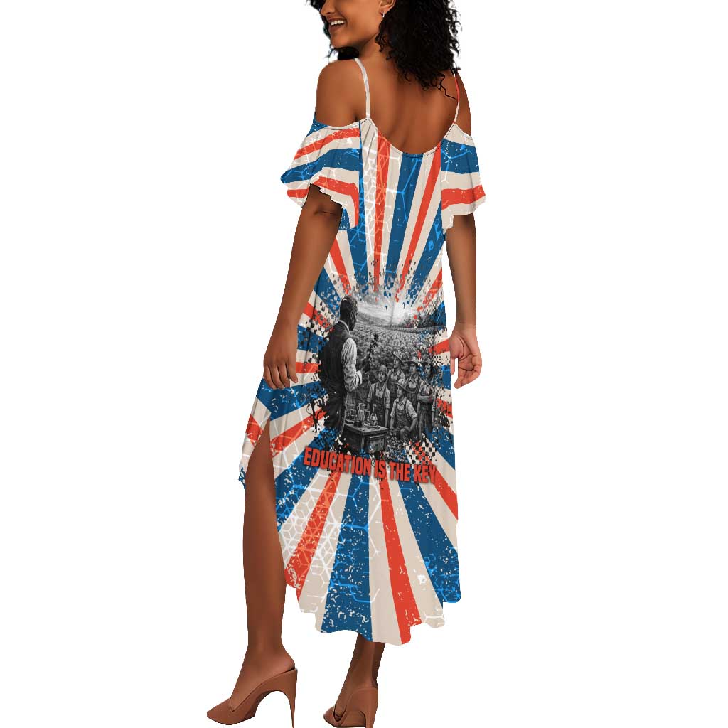 George Washington Carver Summer Maxi Dress with Science Teaching Scene, Education Is the Key Quote - Wonder Print Shop