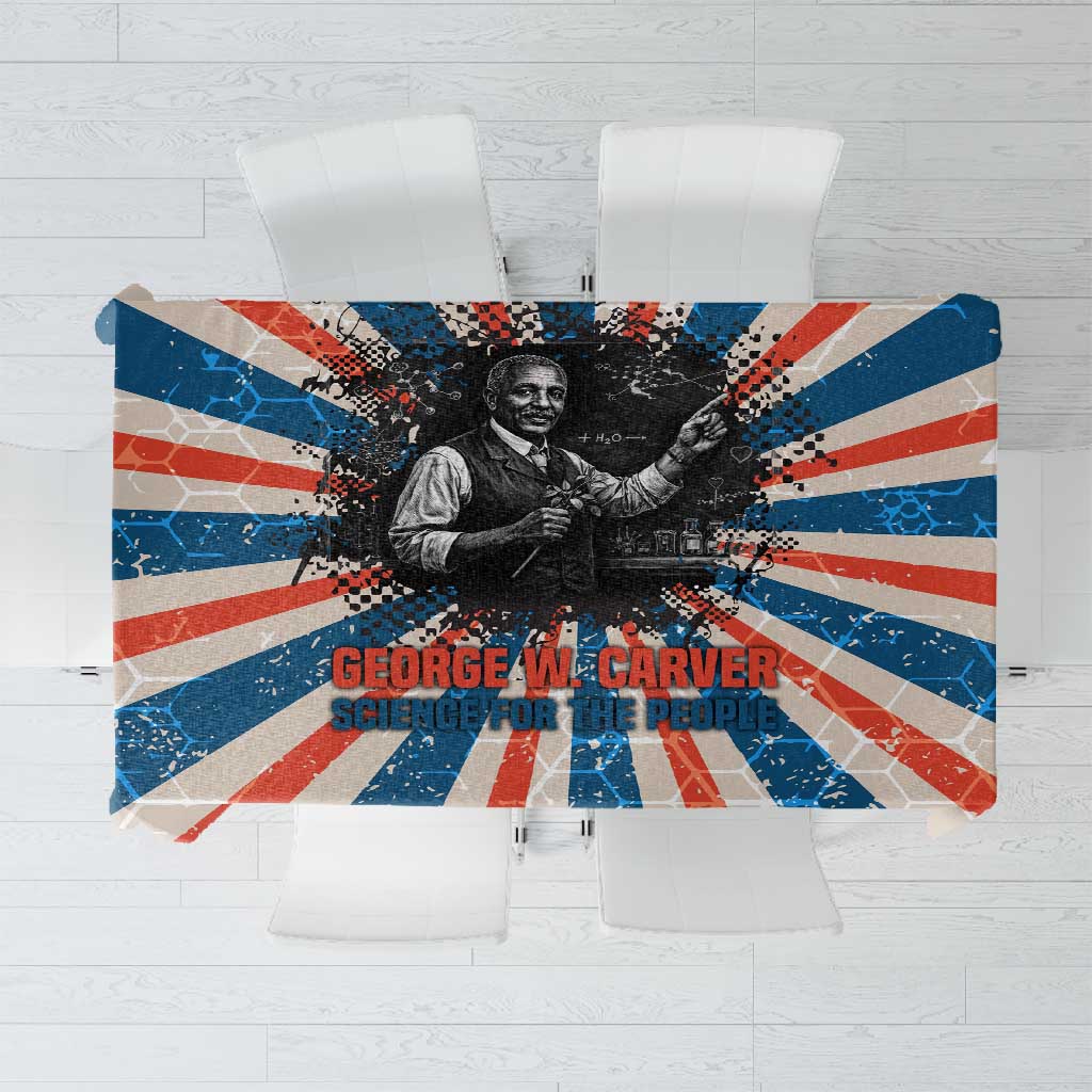 George Washington Carver Tablecloth with Science Teaching Scene, Education Is the Key Quote - Wonder Print Shop