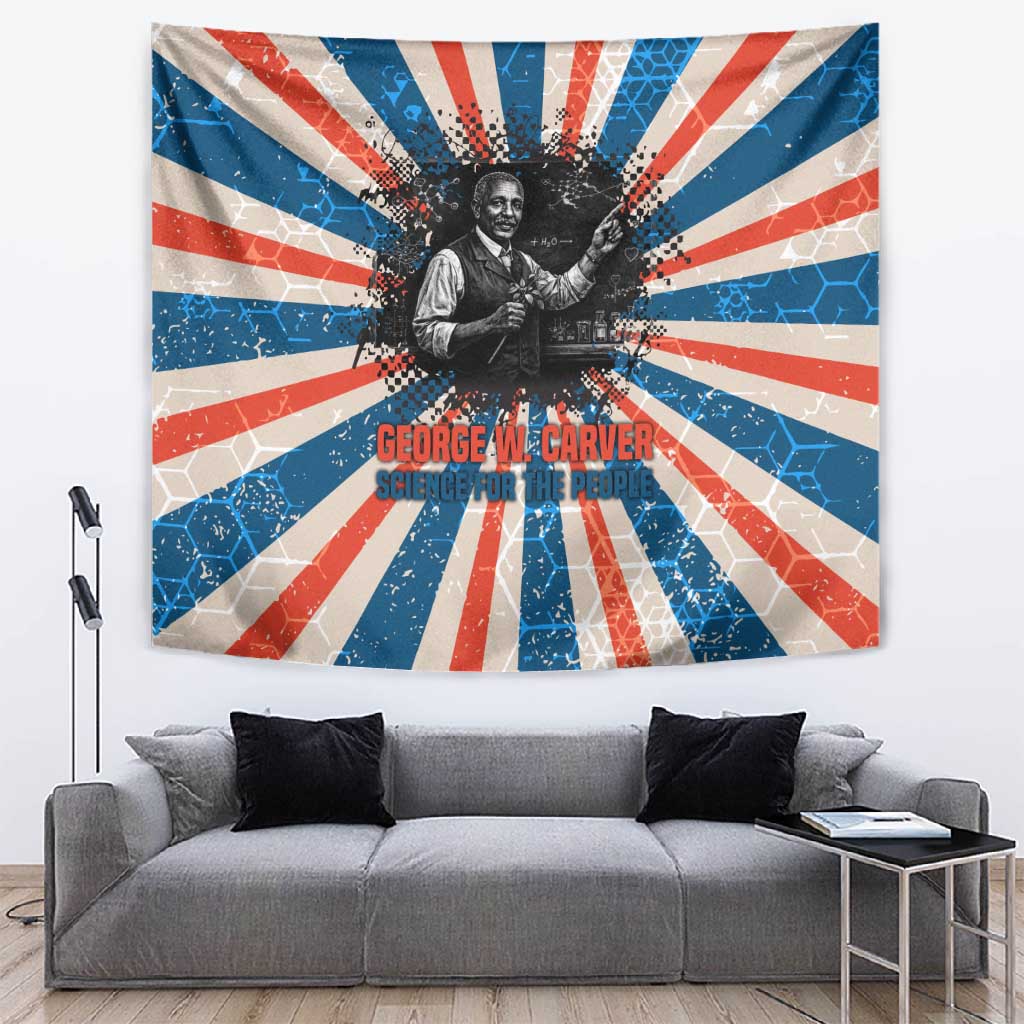 George Washington Carver Tapestry with Science Teaching Scene, Education Is the Key Quote - Wonder Print Shop