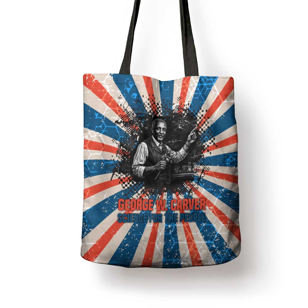 George Washington Carver Tote Bag with Science Teaching Scene, Education Is the Key Quote - Wonder Print Shop