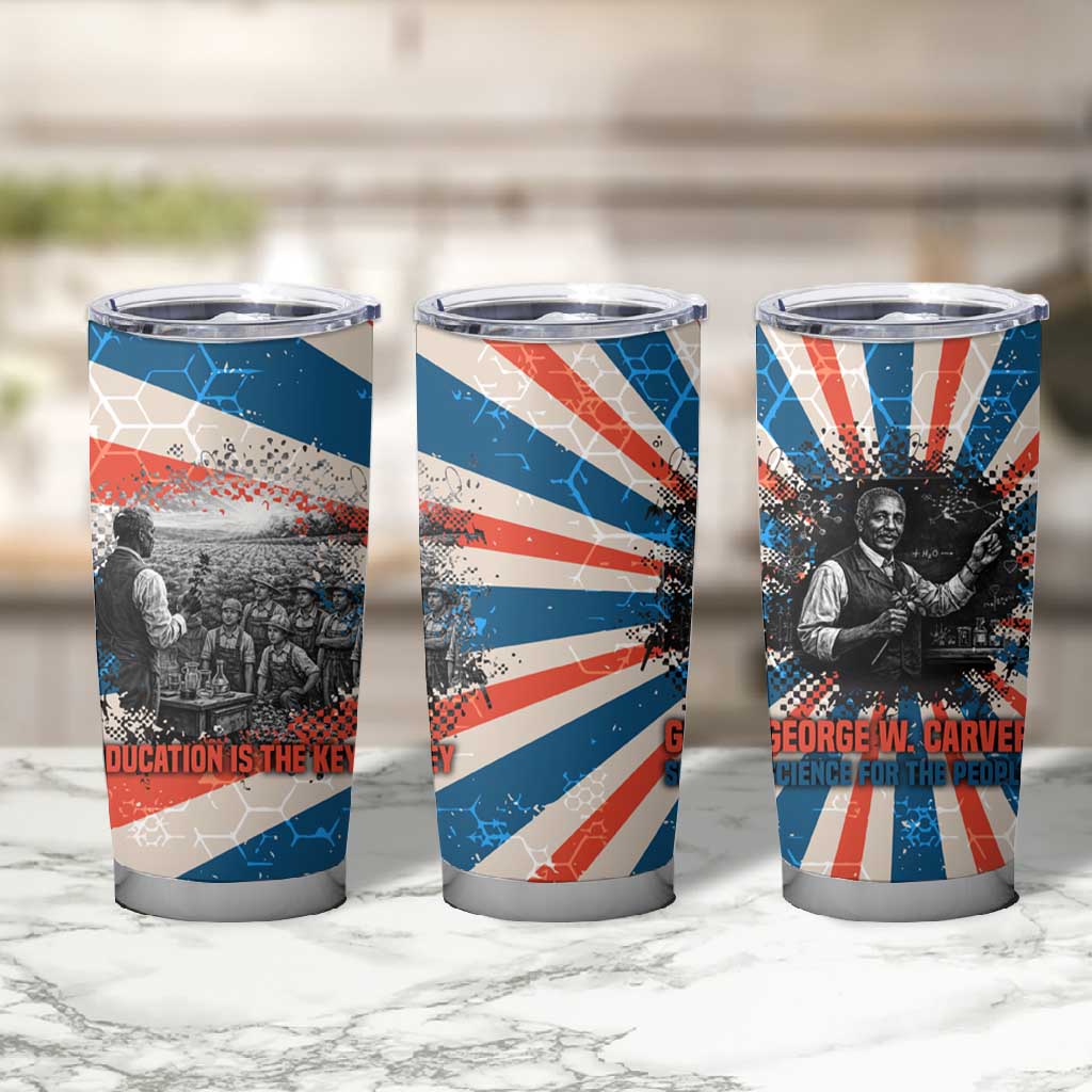 George Washington Carver Tumbler Cup with Science Teaching Scene, Education Is the Key Quote - Wonder Print Shop