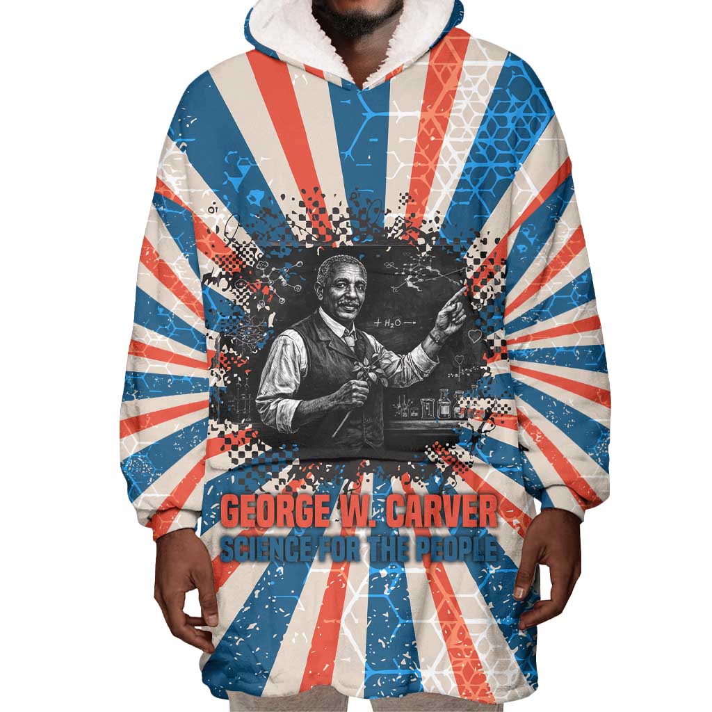 George Washington Carver Wearable Blanket Hoodie with Science Teaching Scene, Education Is the Key Quote - Wonder Print Shop