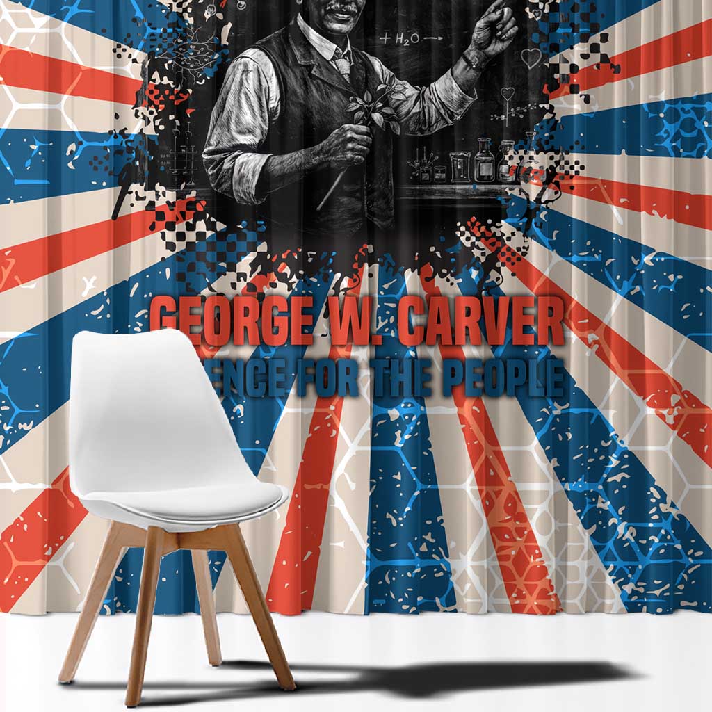 George Washington Carver Window Curtain with Science Teaching Scene, Education Is the Key Quote - Wonder Print Shop