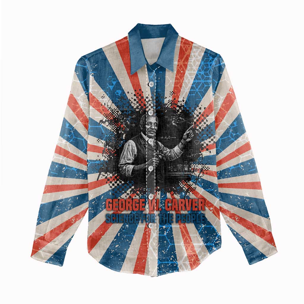 George Washington Carver Women Casual Shirt with Science Teaching Scene, Education Is the Key Quote - Wonder Print Shop