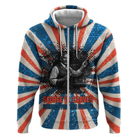 George Washington Carver Zip Hoodie with Science Teaching Scene, Education Is the Key Quote - Wonder Print Shop