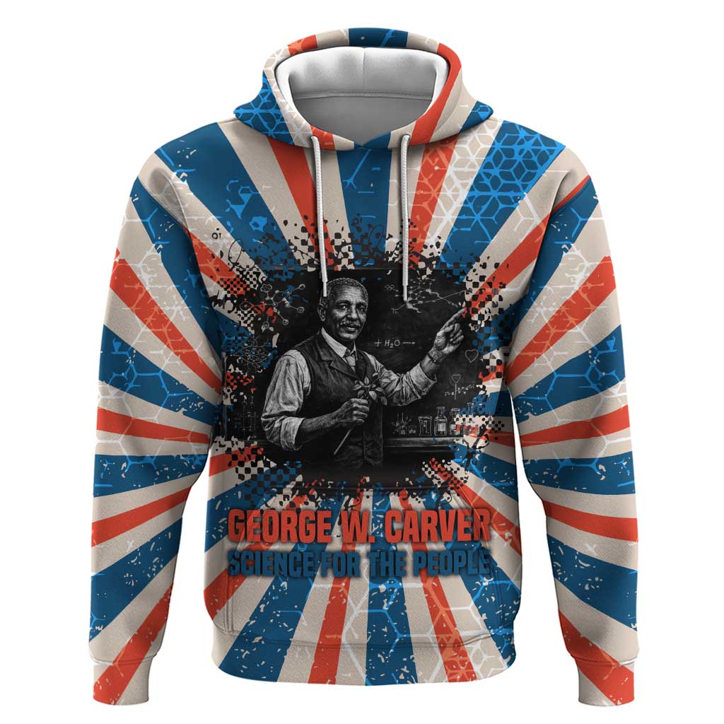 George Washington Carver Zip Hoodie with Science Teaching Scene, Education Is the Key Quote - Wonder Print Shop