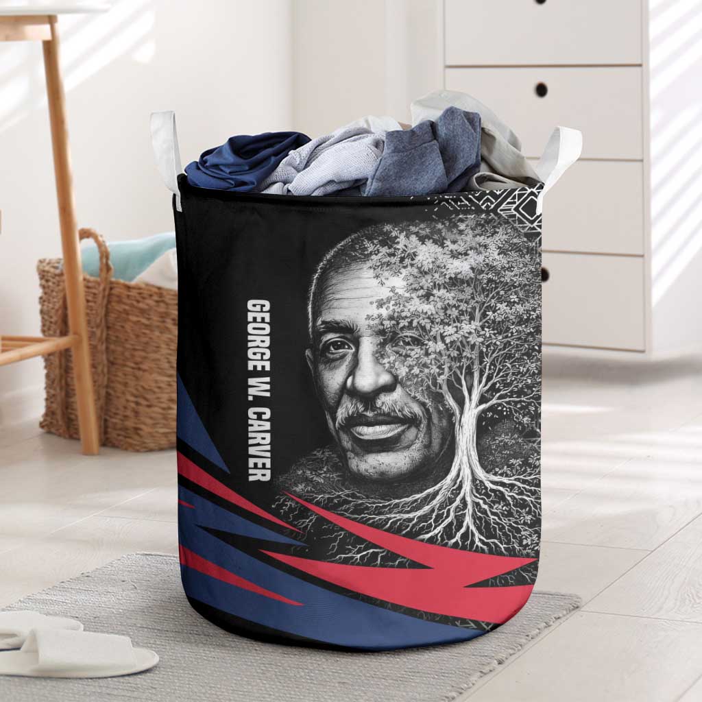 George Washington Carver Laundry Basket with Tree Portrait Illustration, Nature Is the Greatest Teacher Quote - Wonder Print Shop