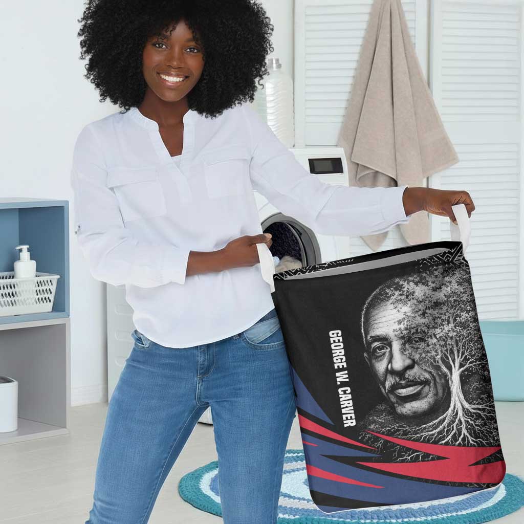 George Washington Carver Laundry Basket with Tree Portrait Illustration, Nature Is the Greatest Teacher Quote - Wonder Print Shop