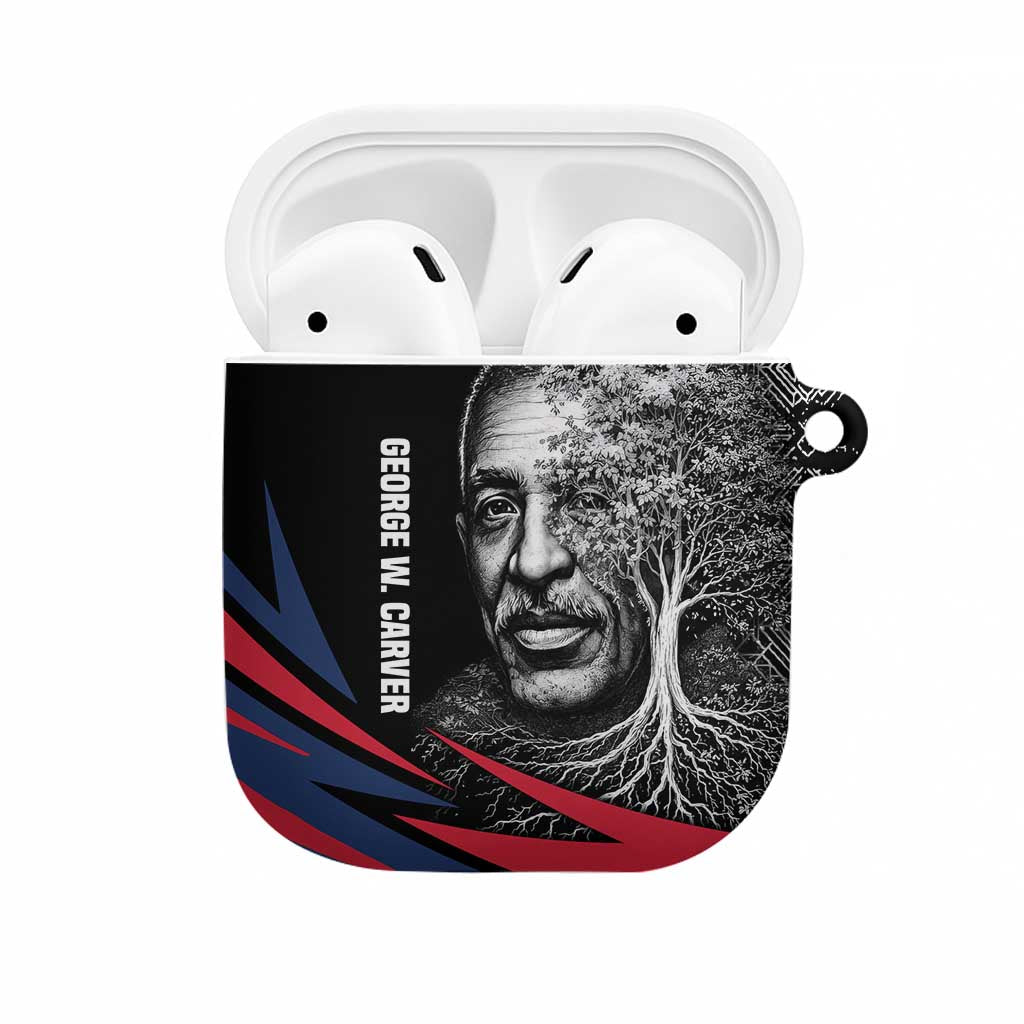 George Washington Carver AirPods Case with Tree Portrait Illustration, Nature Is the Greatest Teacher Quote - Wonder Print Shop