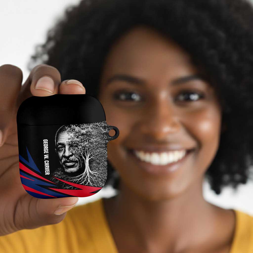 George Washington Carver AirPods Case with Tree Portrait Illustration, Nature Is the Greatest Teacher Quote - Wonder Print Shop