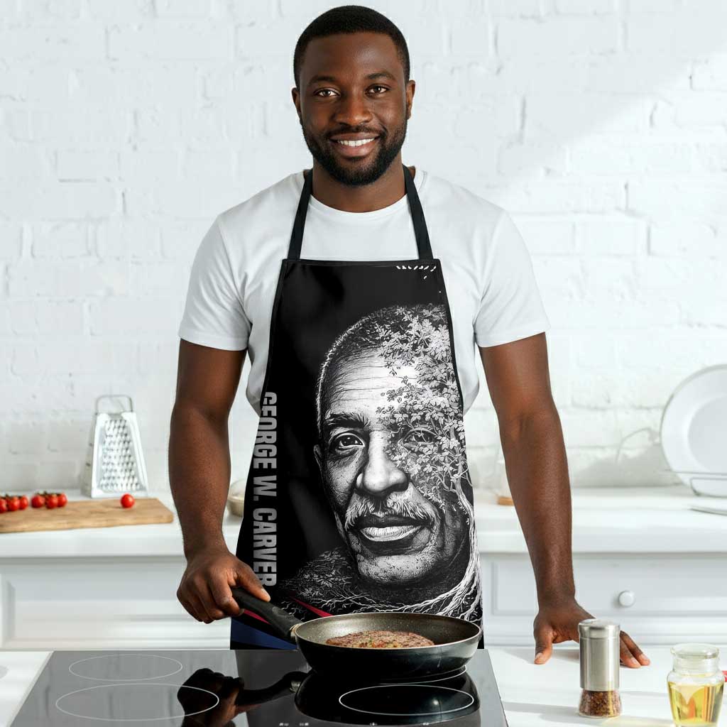George Washington Carver Apron with Tree Portrait Illustration, Nature Is the Greatest Teacher Quote - Wonder Print Shop