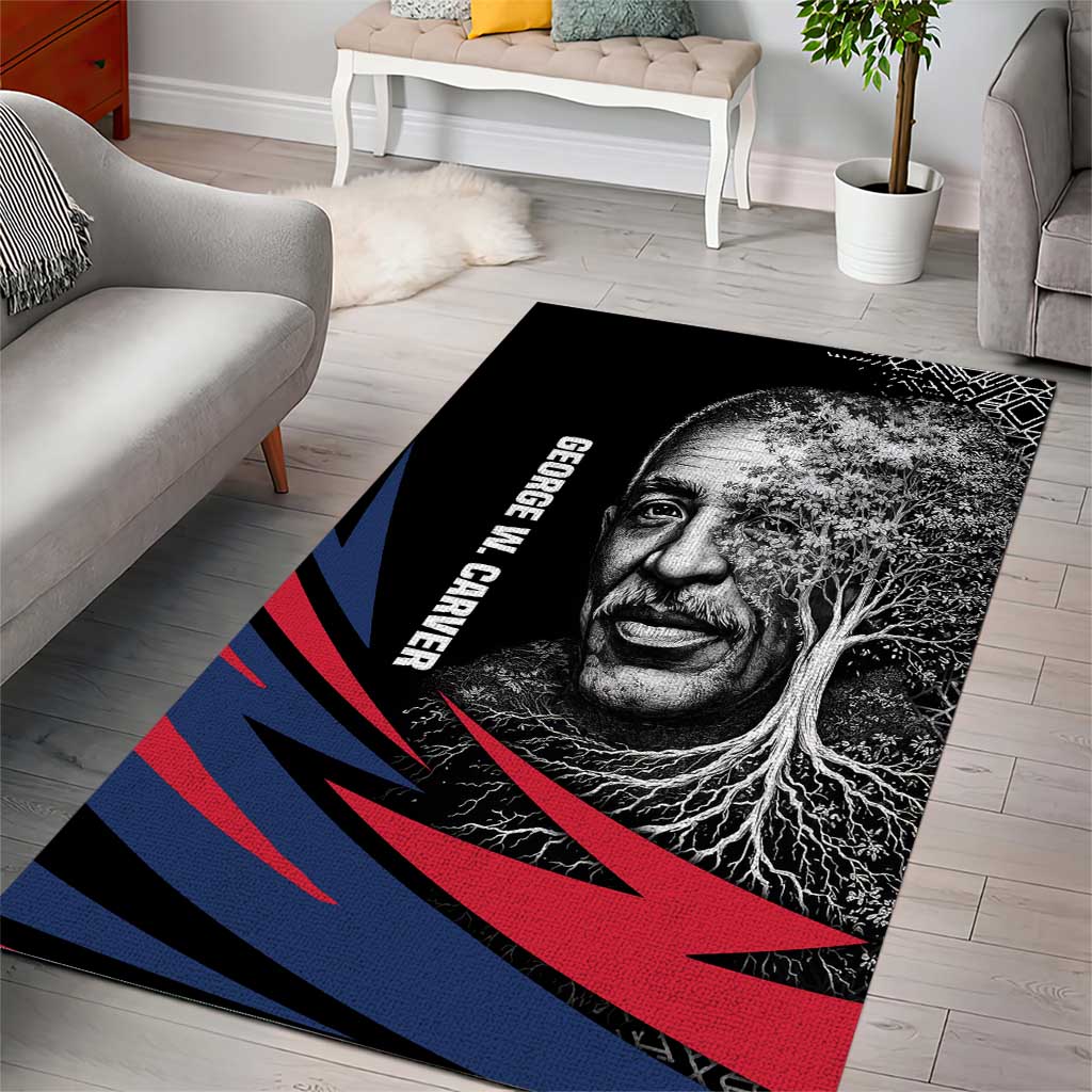 George Washington Carver Area Rug with Tree Portrait Illustration, Nature Is the Greatest Teacher Quote - Wonder Print Shop