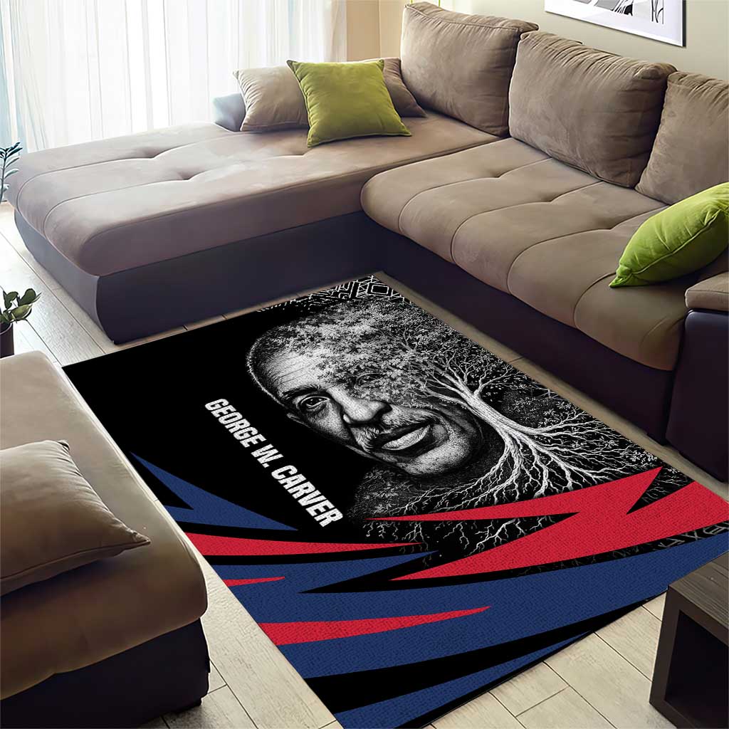 George Washington Carver Area Rug with Tree Portrait Illustration, Nature Is the Greatest Teacher Quote - Wonder Print Shop