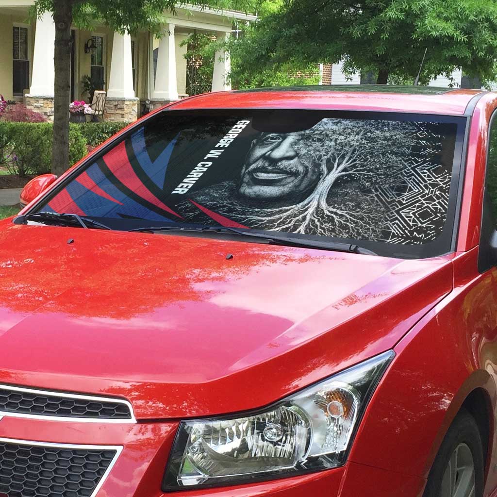 George Washington Carver Auto Sun Shade with Tree Portrait Illustration, Nature Is the Greatest Teacher Quote - Wonder Print Shop