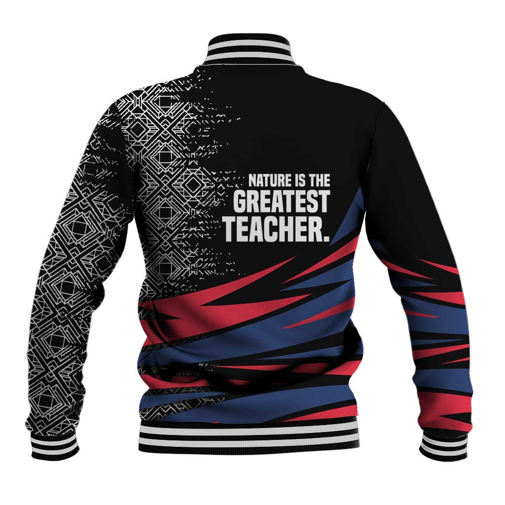 George Washington Carver Baseball Jacket with Tree Portrait Illustration, Nature Is the Greatest Teacher Quote - Wonder Print Shop