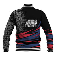 George Washington Carver Baseball Jacket with Tree Portrait Illustration, Nature Is the Greatest Teacher Quote - Wonder Print Shop