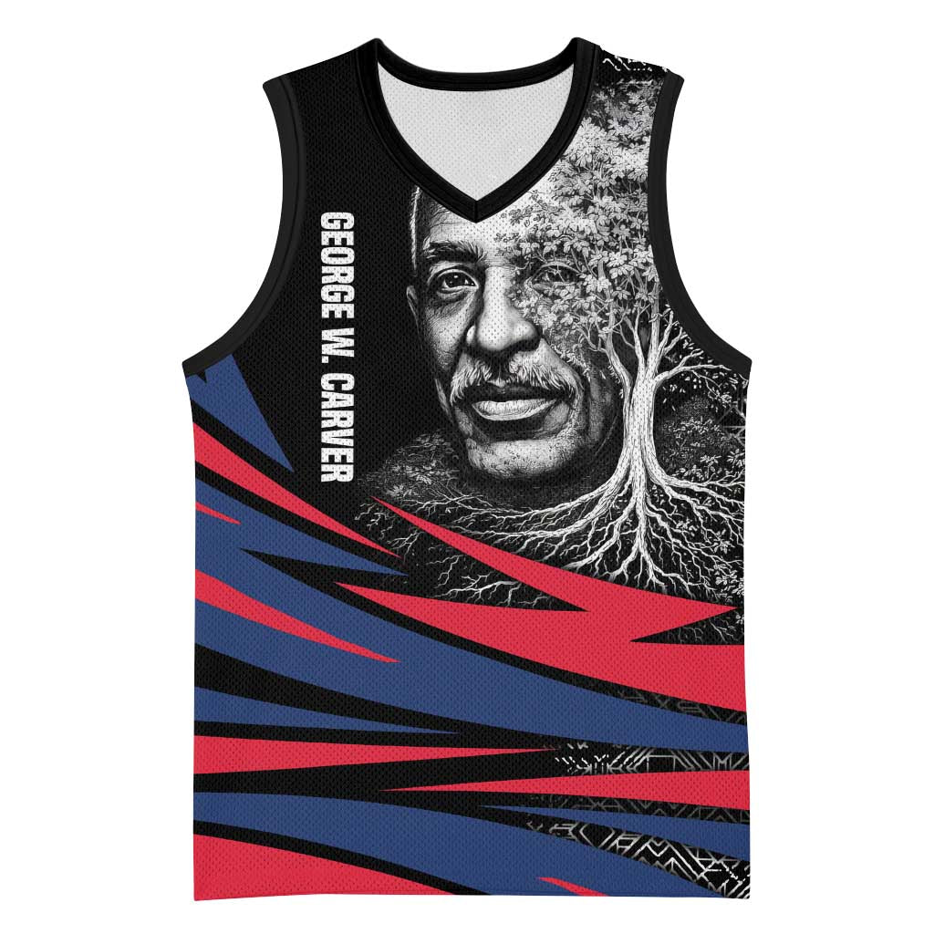 George Washington Carver Basketball Jersey with Tree Portrait Illustration, Nature Is the Greatest Teacher Quote - Wonder Print Shop