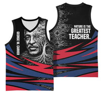 George Washington Carver Basketball Jersey with Tree Portrait Illustration, Nature Is the Greatest Teacher Quote - Wonder Print Shop