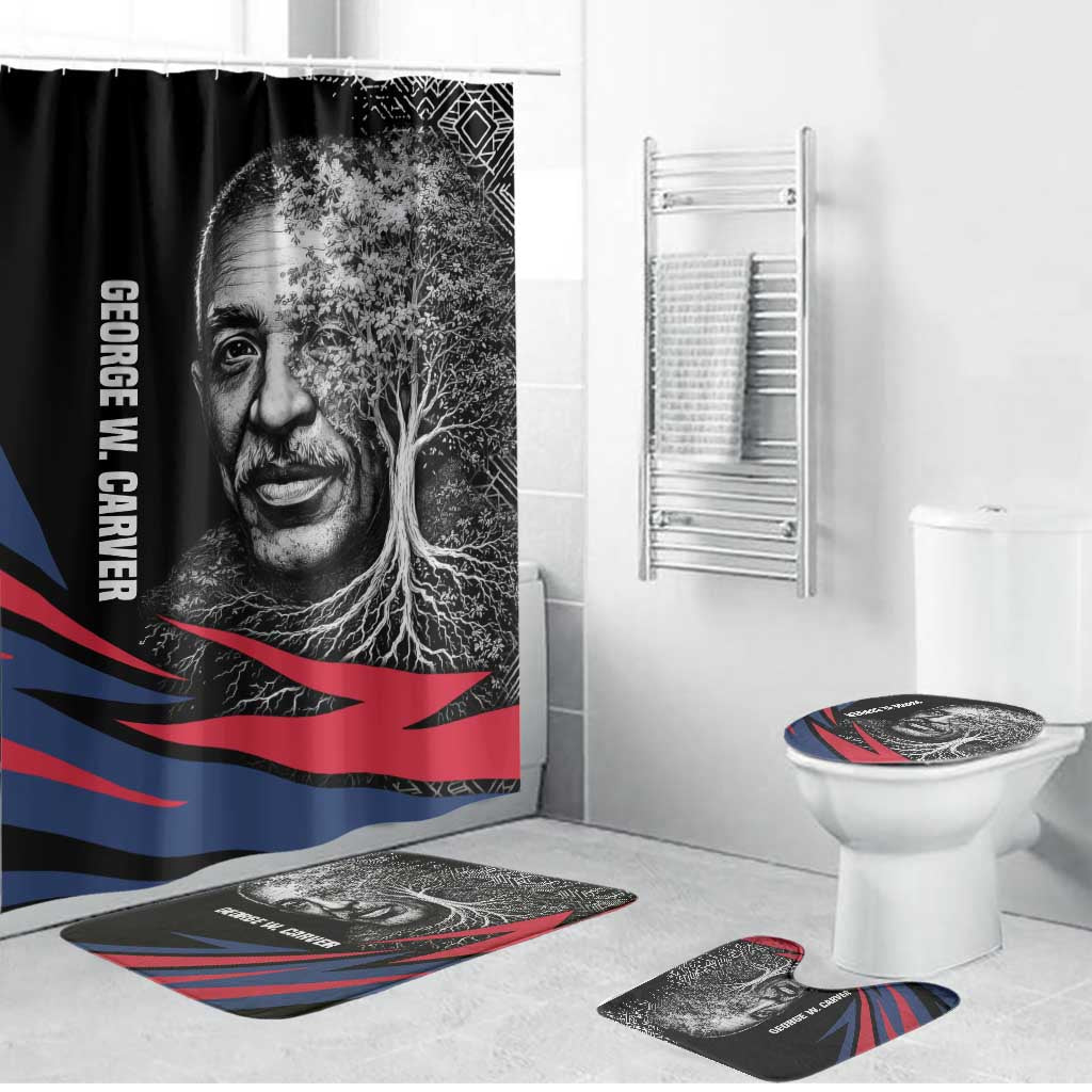 George Washington Carver Bathroom Set with Tree Portrait Illustration, Nature Is the Greatest Teacher Quote - Wonder Print Shop
