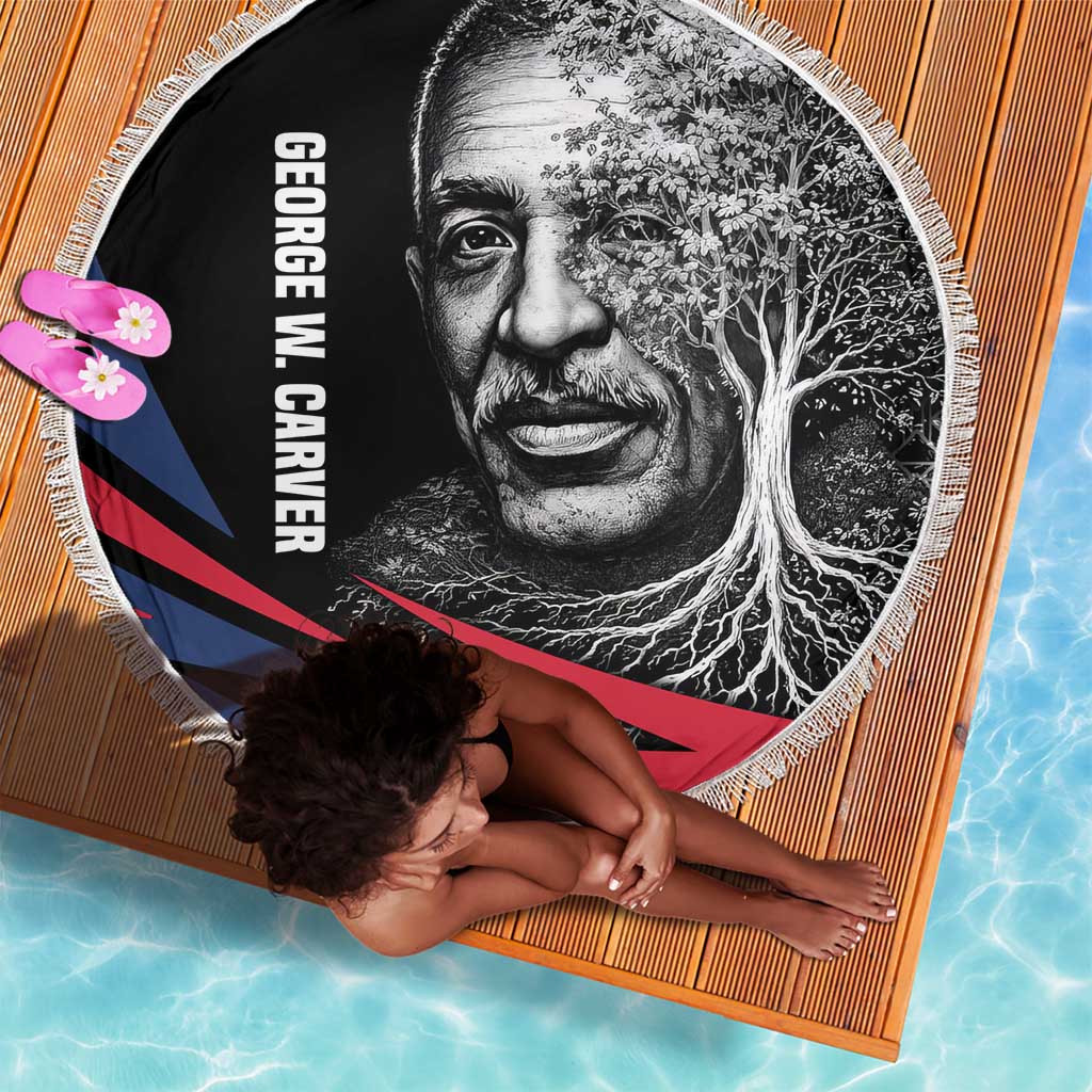 George Washington Carver Beach Blanket with Tree Portrait Illustration, Nature Is the Greatest Teacher Quote - Wonder Print Shop