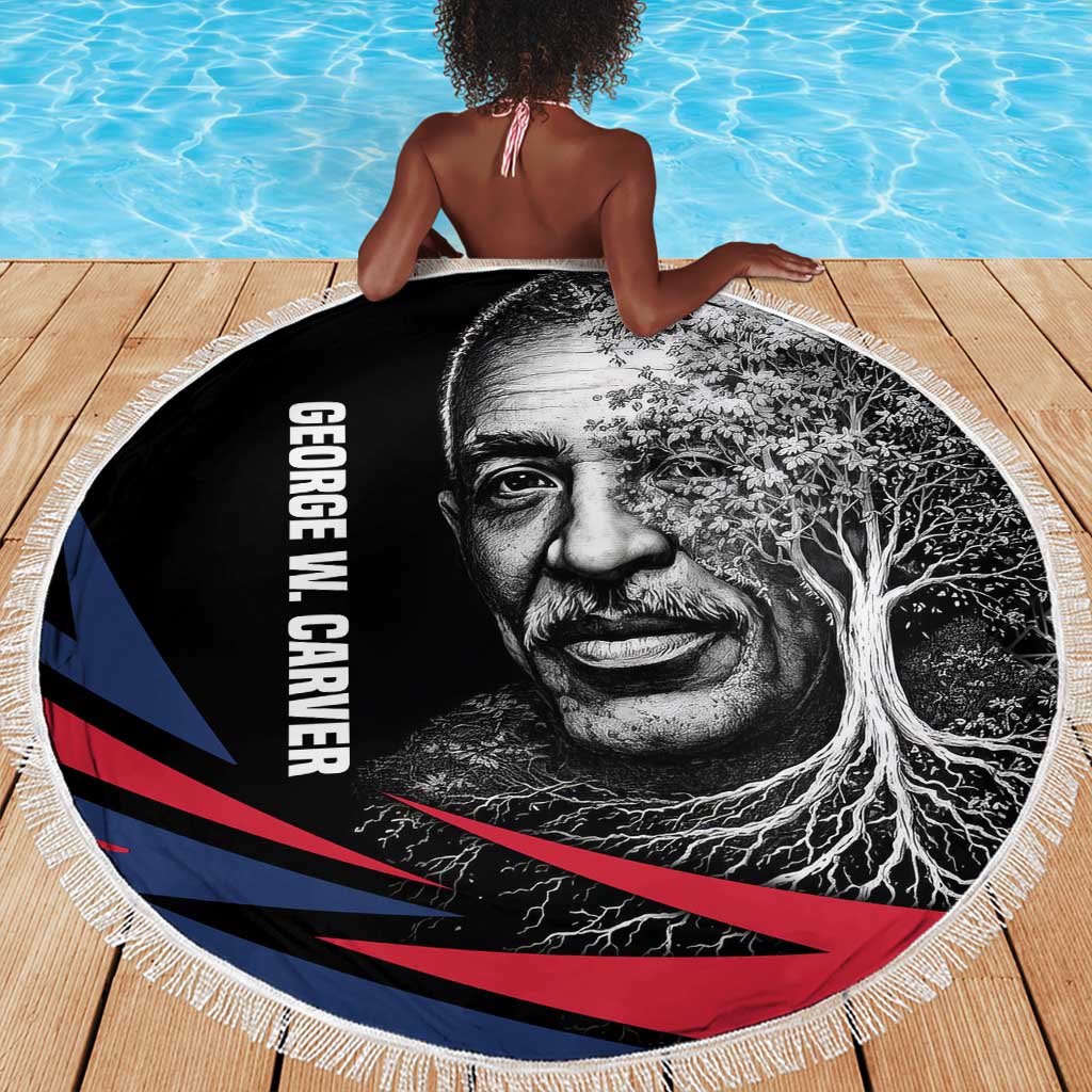 George Washington Carver Beach Blanket with Tree Portrait Illustration, Nature Is the Greatest Teacher Quote - Wonder Print Shop