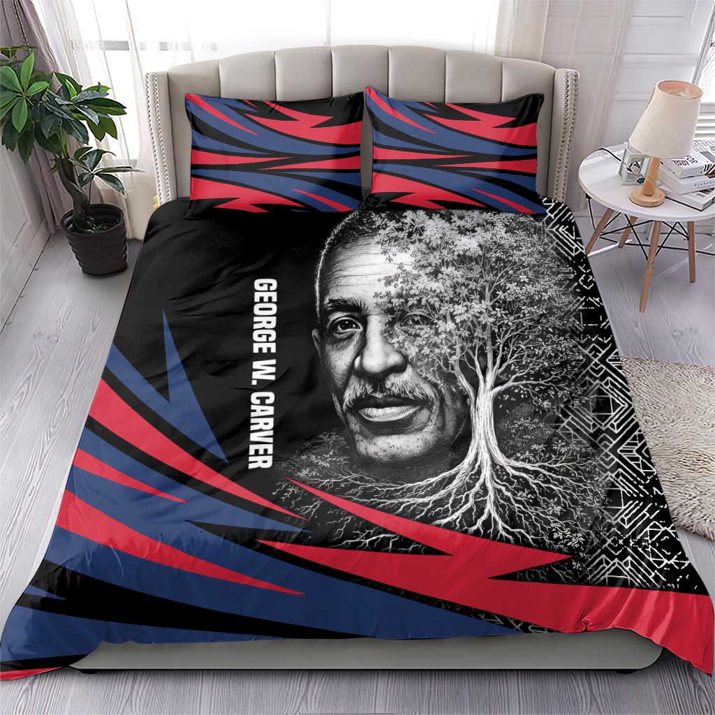 George Washington Carver Bedding Set with Tree Portrait Illustration, Nature Is the Greatest Teacher Quote - Wonder Print Shop