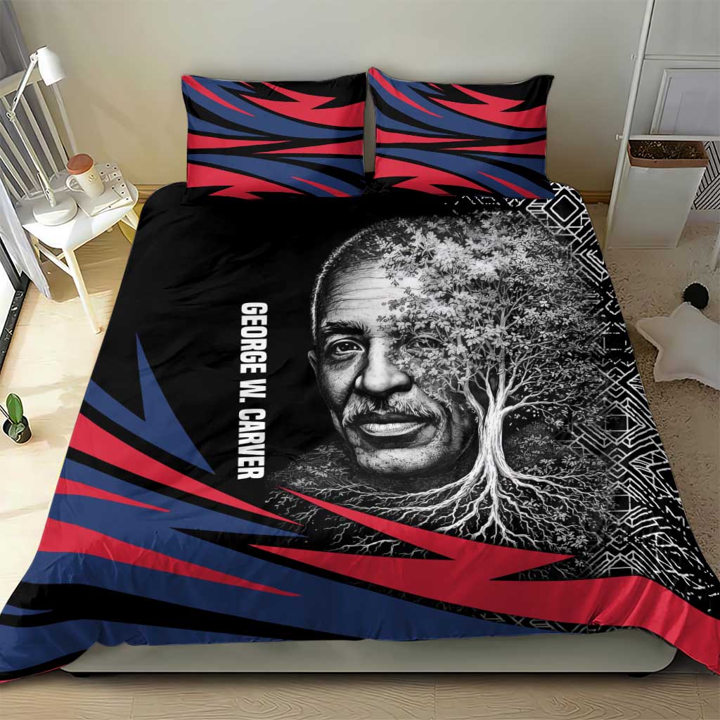 George Washington Carver Bedding Set with Tree Portrait Illustration, Nature Is the Greatest Teacher Quote - Wonder Print Shop