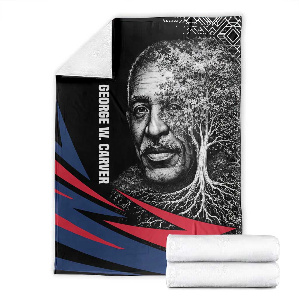 George Washington Carver Blanket with Tree Portrait Illustration, Nature Is the Greatest Teacher Quote - Wonder Print Shop