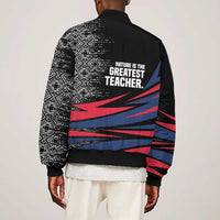 George Washington Carver Bomber Jacket with Tree Portrait Illustration, Nature Is the Greatest Teacher Quote - Wonder Print Shop