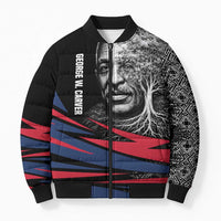 George Washington Carver Bomber Puffer Jacket with Tree Portrait Illustration, Nature Is the Greatest Teacher Quote - Wonder Print Shop