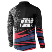 George Washington Carver Button Sweatshirt with Tree Portrait Illustration, Nature Is the Greatest Teacher Quote