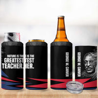 George Washington Carver 4 in 1 Can Cooler Tumbler with Tree Portrait Illustration, Nature Is the Greatest Teacher Quote - Wonder Print Shop
