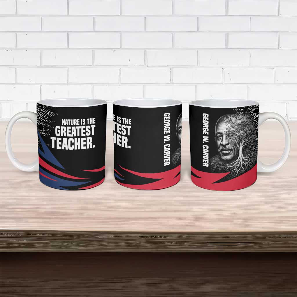George Washington Carver Ceramic Mug with Tree Portrait Illustration, Nature Is the Greatest Teacher Quote - Wonder Print Shop