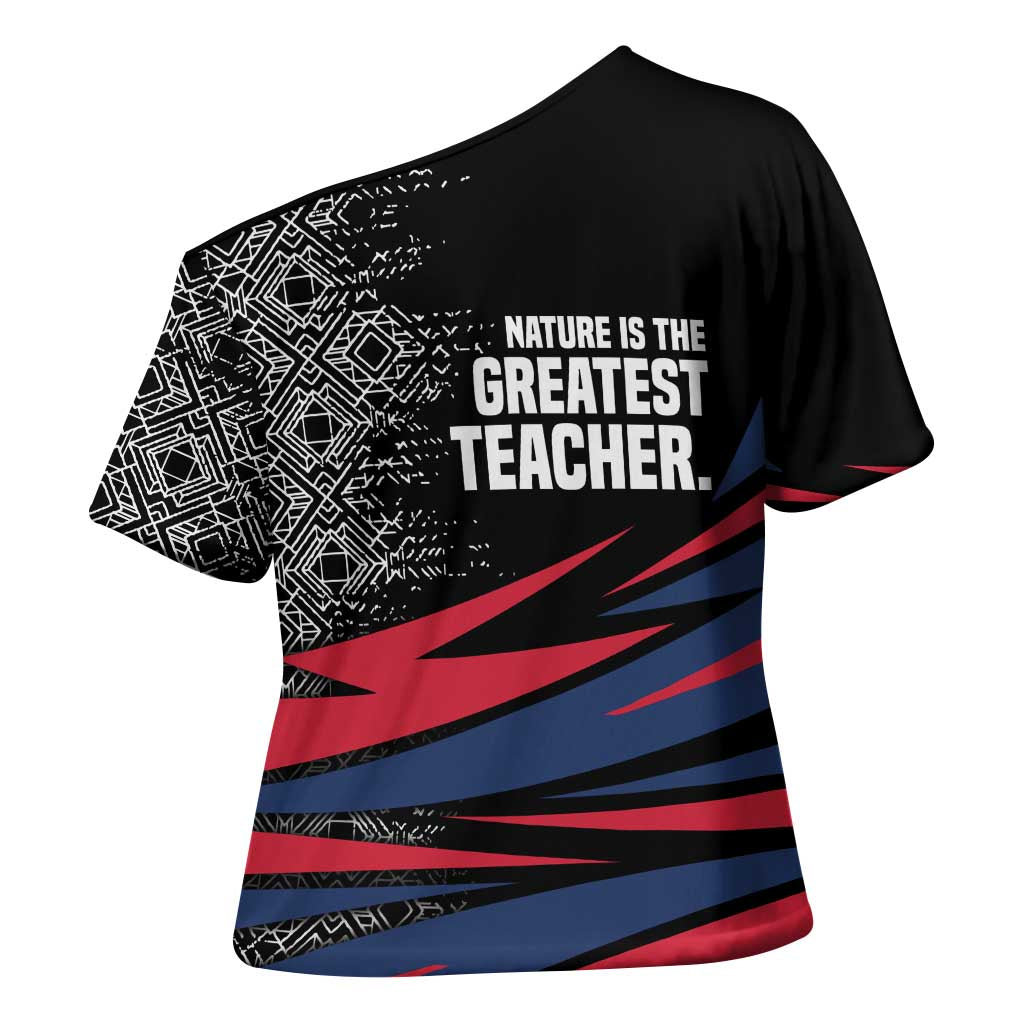 George Washington Carver Cross Shoulder Shirt with Tree Portrait Illustration, Nature Is the Greatest Teacher Quote - Wonder Print Shop
