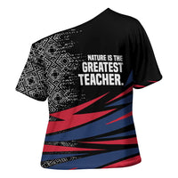 George Washington Carver Cross Shoulder Shirt with Tree Portrait Illustration, Nature Is the Greatest Teacher Quote - Wonder Print Shop