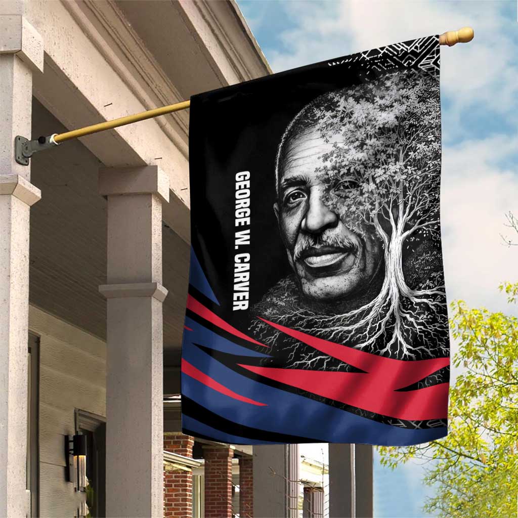 George Washington Carver Garden Flag with Tree Portrait Illustration, Nature Is the Greatest Teacher Quote - Wonder Print Shop