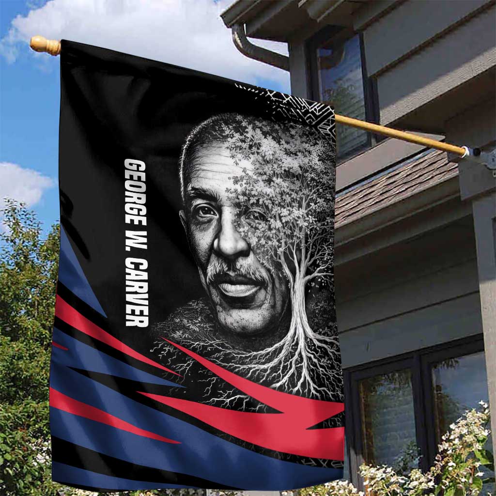 George Washington Carver Garden Flag with Tree Portrait Illustration, Nature Is the Greatest Teacher Quote - Wonder Print Shop