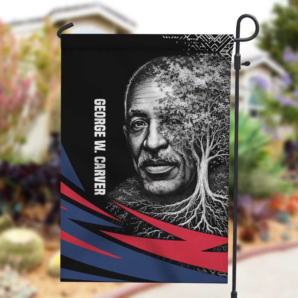 George Washington Carver Garden Flag with Tree Portrait Illustration, Nature Is the Greatest Teacher Quote - Wonder Print Shop