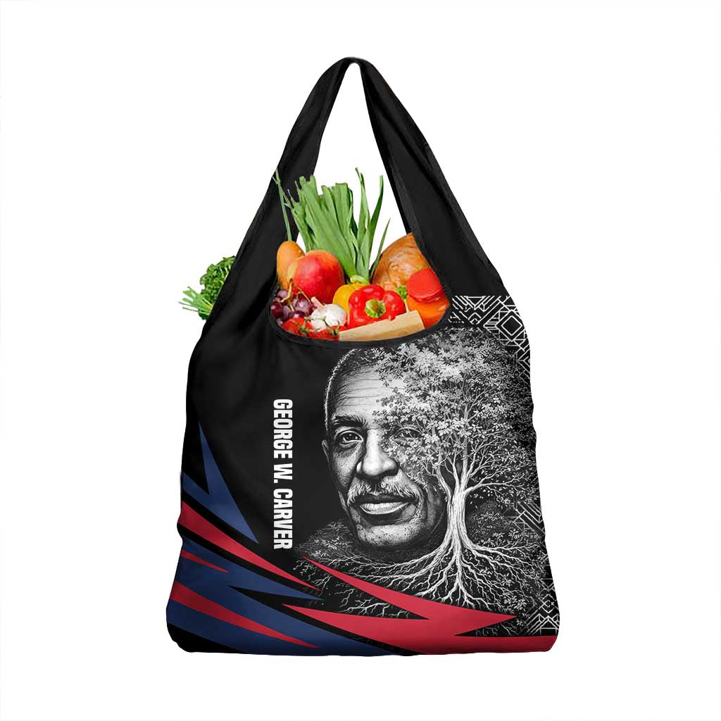 George Washington Carver Grocery Bag with Tree Portrait Illustration, Nature Is the Greatest Teacher Quote - Wonder Print Shop