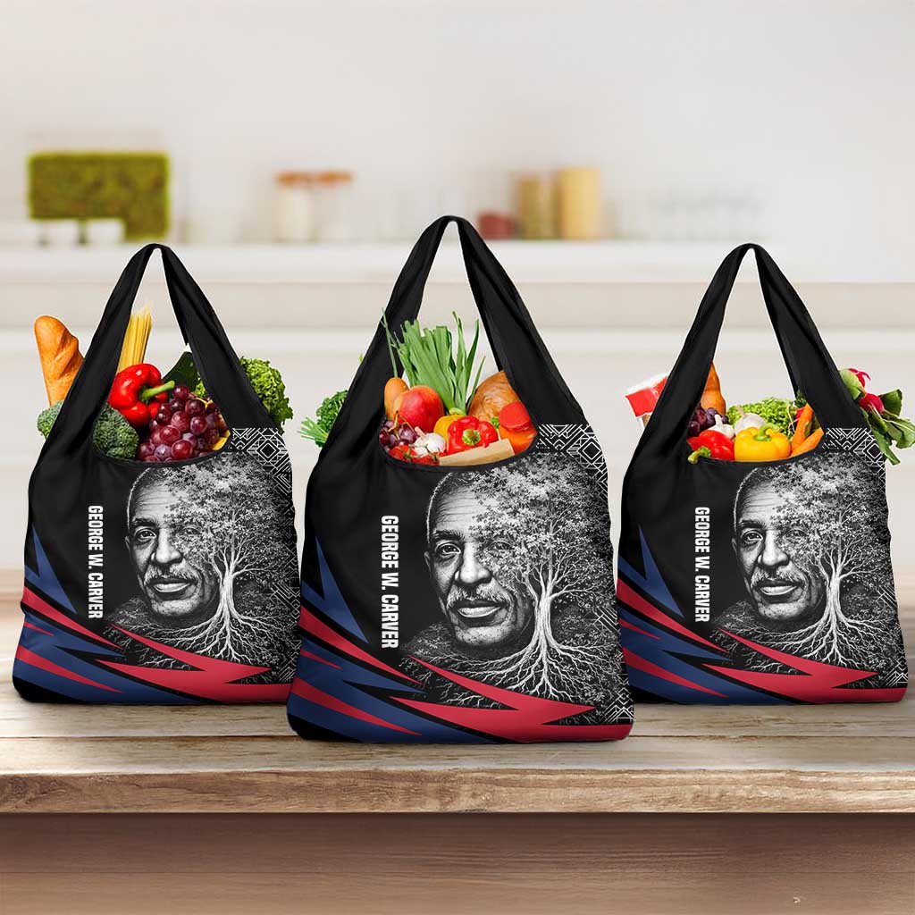 George Washington Carver Grocery Bag with Tree Portrait Illustration, Nature Is the Greatest Teacher Quote - Wonder Print Shop