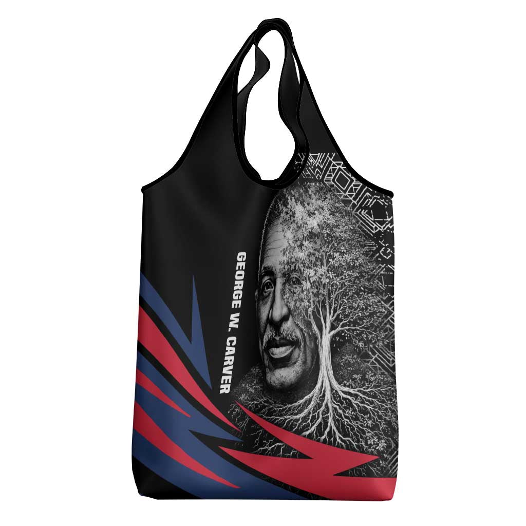 George Washington Carver Grocery Bag with Tree Portrait Illustration, Nature Is the Greatest Teacher Quote - Wonder Print Shop