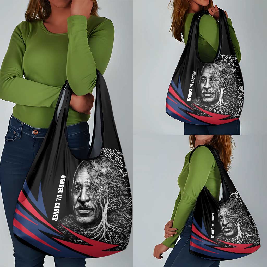 George Washington Carver Grocery Bag with Tree Portrait Illustration, Nature Is the Greatest Teacher Quote - Wonder Print Shop