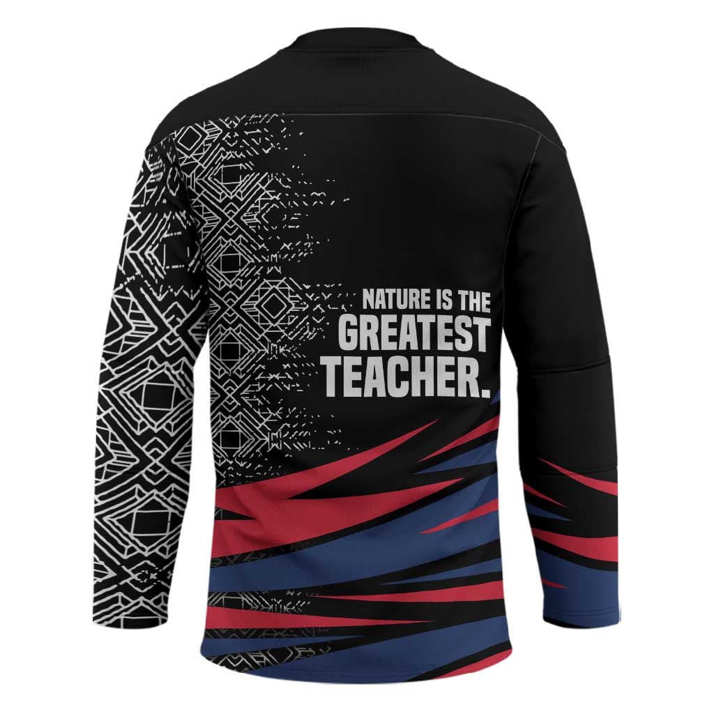 George Washington Carver Hockey Jersey with Tree Portrait Illustration, Nature Is the Greatest Teacher Quote - Wonder Print Shop