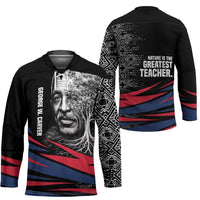 George Washington Carver Hockey Jersey with Tree Portrait Illustration, Nature Is the Greatest Teacher Quote - Wonder Print Shop