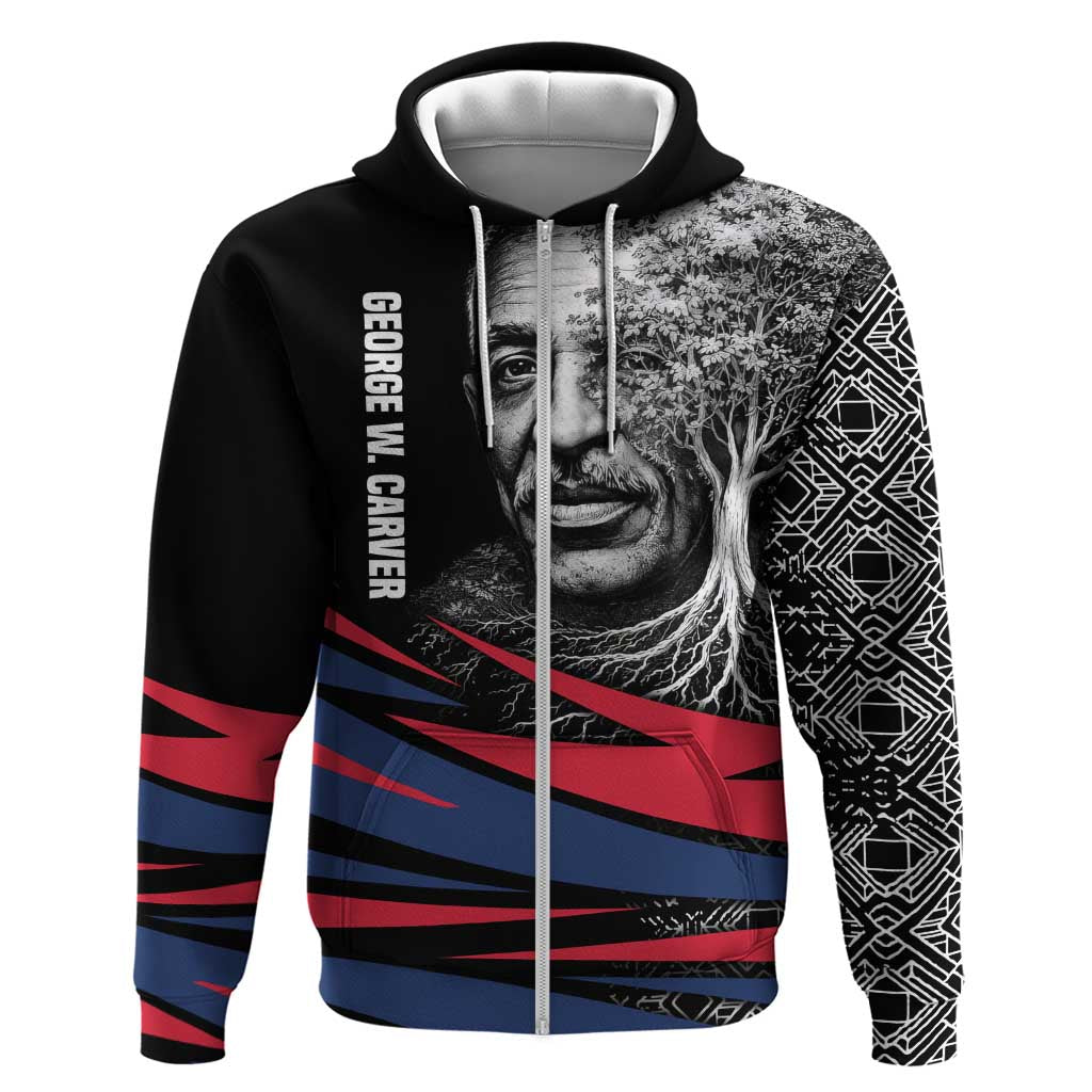 George Washington Carver Hoodie with Tree Portrait Illustration, Nature Is the Greatest Teacher Quote - Wonder Print Shop