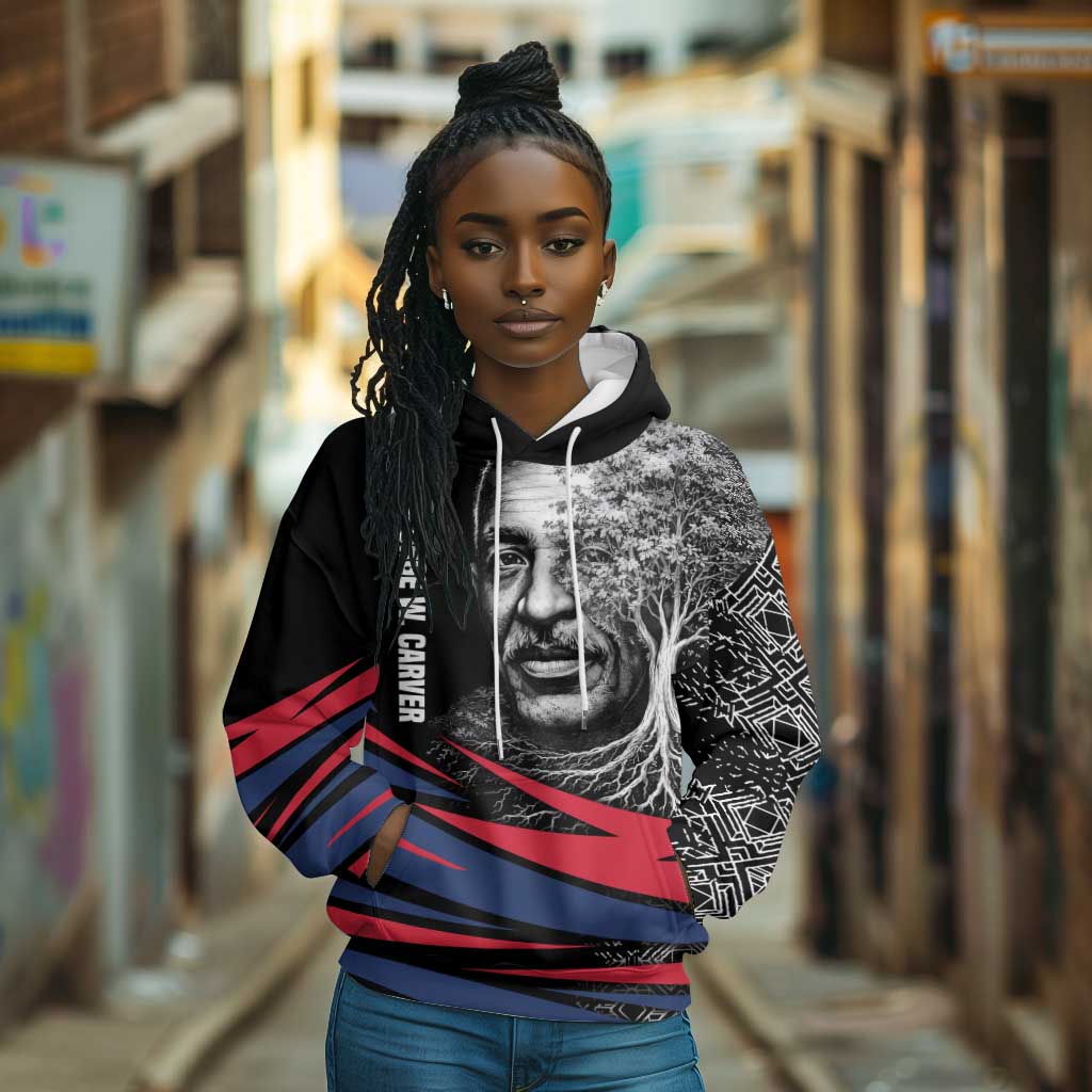 George Washington Carver Hoodie with Tree Portrait Illustration, Nature Is the Greatest Teacher Quote - Wonder Print Shop