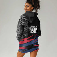 George Washington Carver Hoodie Dress with Tree Portrait Illustration, Nature Is the Greatest Teacher Quote - undefined